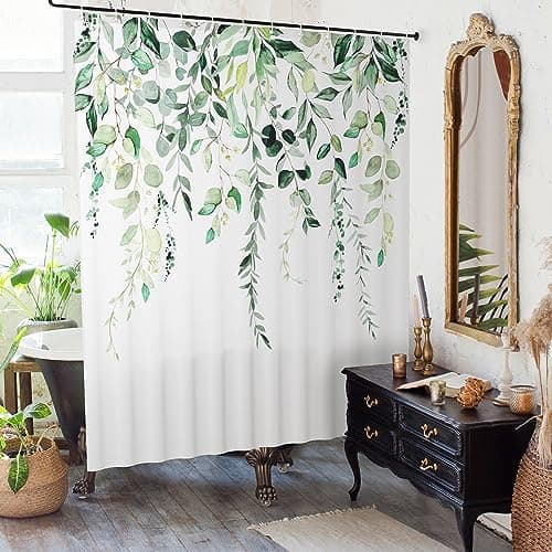 Beautiful Floral Shower Curtain for Your Bathroom - A Stylish 72" x 72" Greenery Curtain That Fits Perfect to Every Bath Decor - Ideal to Brighten Up Your Cute Botanical Bathroom at Home With Plants