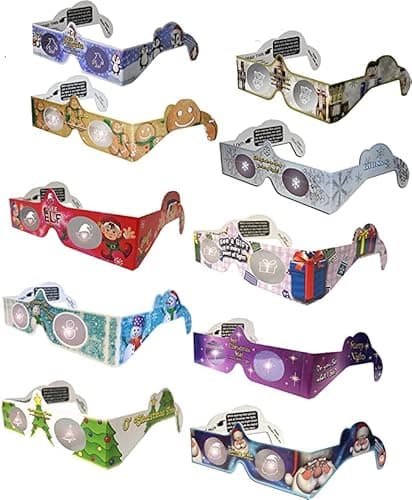 Christmas 3D Glasses - Holiday Eyes (R) - New for 2022-10 Glasses, Exclusively featuring the Christmas Nutcracker, Penguin, Gingerbread Man, Santa, Elf, Christmas Tree, plus more.