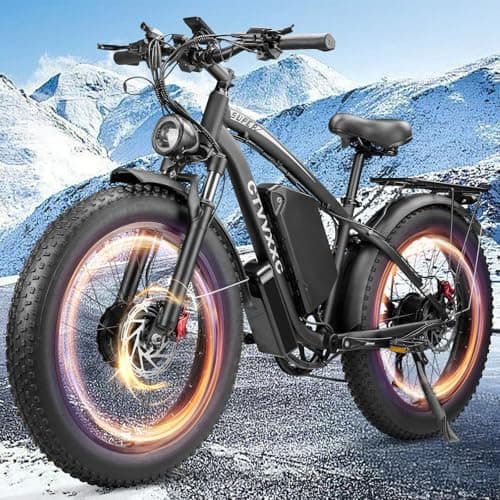 6000W Peak Dual Motor Ebike for Adults - 52V 34Ah Fast Electric Bike for Men Women 45 MPH,Up to 100 Miles,24" Fat Tire Lockable Suspension Electric Bicycle for Snow Off-Road Commuter Mountain E-Bike