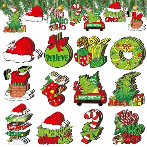 36pcs Christmas Tree Decorations - Wood Christmas Tree Hanging Ornament Holiday Xmas Ornaments Christmas Decorations Decor Home Indoors (36pcs)