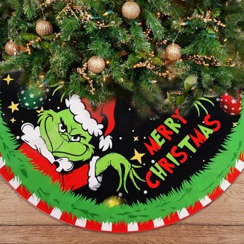 Christmas Tree Skirt Christmas Decorations Soft Red Green Christmas Decor Mat for Xmas Holiday Decorations 48"