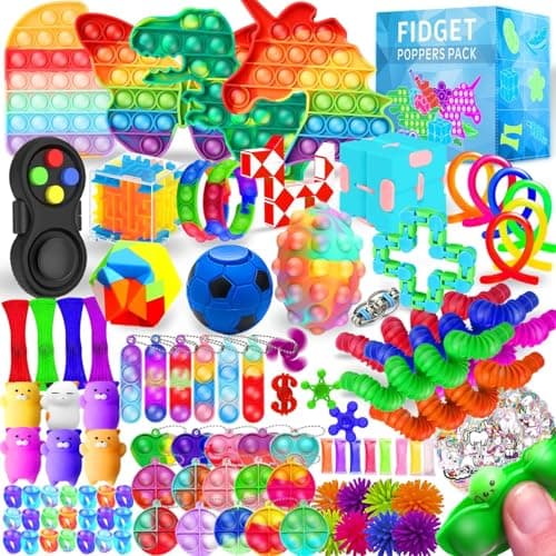 MOZACI Fidget Toys, 120 Pack Fidgets Set Stocking Stuffers for Kids Party Favors Autism Sensory Toy Bulk Adults Kids Boys Girls Teens Stress Autistic ADHD Anxiety Carnival Treasure Classroom Prizes