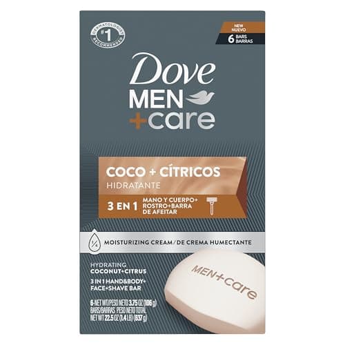 DOVE MEN + CARE Hidratante Coco + Cítricos Hand & Body Face + Shave Bar 6 Count for Hydrated Skin 3.75 oz