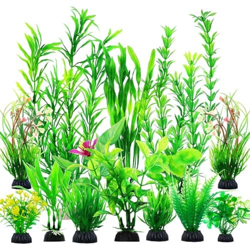 CousDUoBe 12pcs Fish Tank Accessories Aquarium Decorations Green Plants, Green Fish Tanks Decoration Plants, Fish Tank Decor, Aquarium Decor Plastic Plants