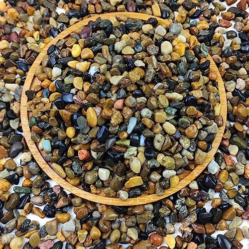 FANTIAN 5 lbs Aquarium Gravel, Pea Gravel for Fish Tank,1/4 Inch Decorative River Rocks for Aquarium Succulent Vase Plant Soil Cover and Outdoor Landscaping