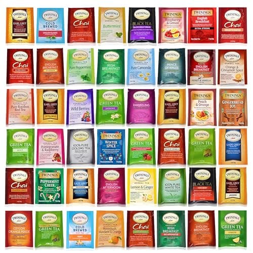 BLUE RIBBON Twinings Tea Bags Sampler Assortment Variety Pack Gift Box - 48 Count - Perfect Variety - English Breakfast, Green, Black, Herbal, Chai Tea and more