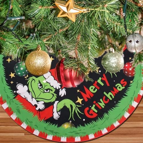CJYGEGE Merry Christmas Tree Skirt Collar 48 Inch, Softand Funny Farmhouse Holiday Decor Xmas Party Holiday Decoration