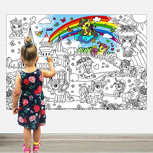 Unicorn Coloring Poster for Kids at Birthday Party - Giant Coloring Posters for Girls - Extra Large Coloring Sheets - Super Huge Coloring Pages - Jumbo Coloring Floor Wall Size Big Coloring Book