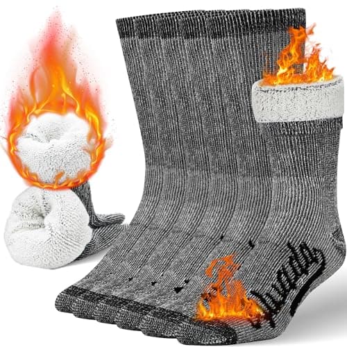 Alvada Merino Wool Hiking Socks Thermal Warm Crew Winter Boot Sock For Men Women 3 Pairs ML