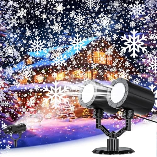 GUSODOR Christmas Projector Lights Outdoor LED Snowflake Projector Lights Christmas Decorations Yard for Lawn Xmas Party Patio Stage Holiday Carnival