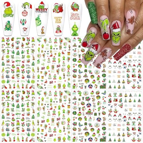 8 Sheets Christmas Nail Art Stickers 3D Christmas Nail Decals Xmas Tree Santa Claus Nail Stickers Designs Holiday Winter Xmas Nail Stickers for Women Girls Kids Christmas Nail Decoration Accessories