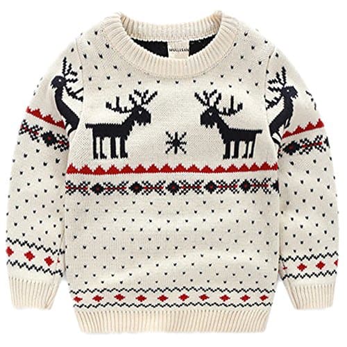 MULLSAN® Children's Fireplace Lovely Sweater For Christmas Best Gift (2T, White)