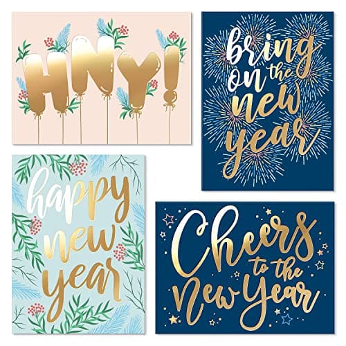 Sweetzer & Orange New Year Cards with Envelopes. 24 Set Box of Holiday Cards. Thick Note Cards and Envelopes, 300gsm Greeting Cards With Envelopes (120gsm). Happy Holidays and Thank You Cards