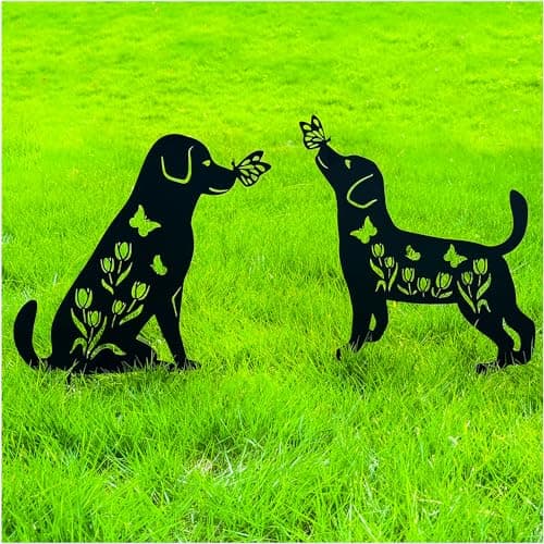 TIGGSY Dog Metal Decorative Garden Stakes Labrador Dog Gifts for Women/Men Animal Silhouette Statues for Yard Art, Outside, Patio, Outdoor Decor, Garden Decorations, Lawn Ornaments