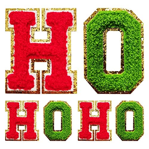 Iron on Patches Sew On Letter Patches HOHOHO Patches for Christmas Decor Supplies (HOHOHO, Multicolour)