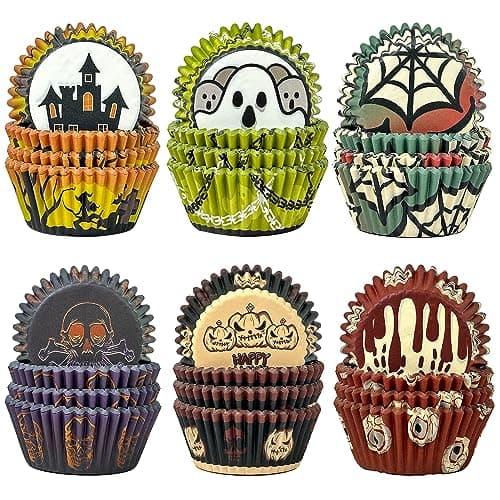 qiqee Halloween Standard Cupcake Liners Cupcake Cups 300-Count Food Grade Gradient Design Cupcake Papers Baking Cups Cupcake Wrappers for Halloween(Standard Size)
