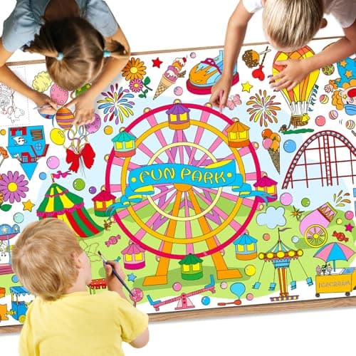 Giant Coloring Poster for Kids,35x72Inch Fun Park Drawing Paper Coloring Tablecloth,Versatile as Wall Décor or Table Cover,Jumbo Coloring Poster for Home Classroom Party Decorations Suppiles