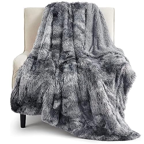 Bedsure Soft Throw Blanket for Couch, Fluffy Fuzzy Blankets & Throws for Bed, Sofa, Cozy Plush Sherpa Fleece Faux Fur Blanket, Thick Warm Christmas Blanket Decor Gifts for Women, Men, 50x60, Grey