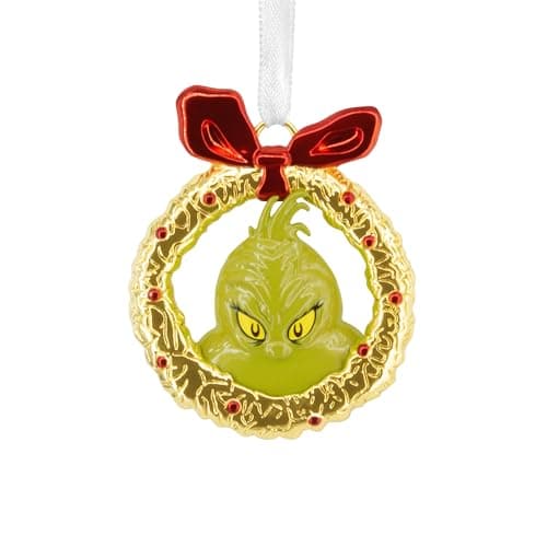 Hallmark Dr. Seuss's How The Grinch Stole Christmas! Grinch in Wreath Christmas Ornament, Metal, Gifts for Dr. Seuss Fans
