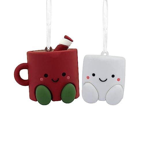 Hallmark Better Together Hot Cocoa and Marshmallow Magnetic Christmas Ornaments, Set of 2