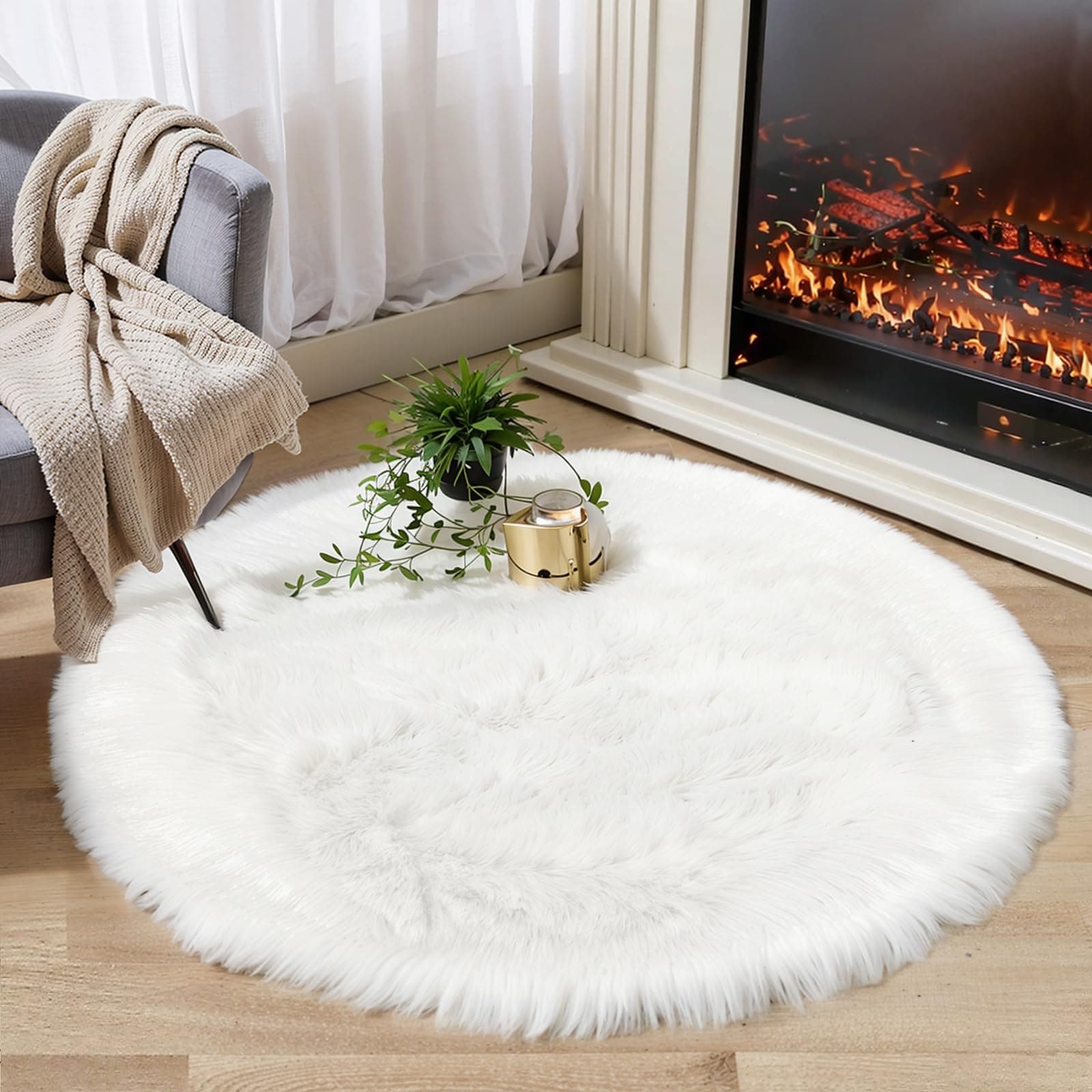 White Fuzzy Rugs