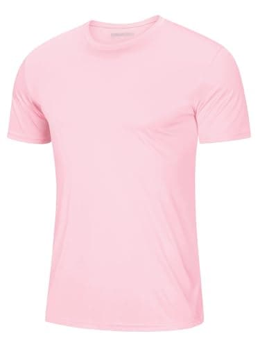 Best Pink T-Shirts for Men #4 from MAGCOMSEN Mens Sun Shirts Quick Dry T-Shirt Short Sleeve Running Shirt Sun Protection Shirts Active Shirts Light Pink L