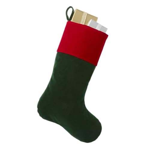 Best Christmas Stockings #8 from Personalization Universe Personalization Universe Yuletide Elegance Green Velvet Christmas Stocking - 20.25'' x 8'' - Embroidered Holiday Decor - Traditional Festive Stockings - Durable Polyester - Fireplace/Holiday Display
