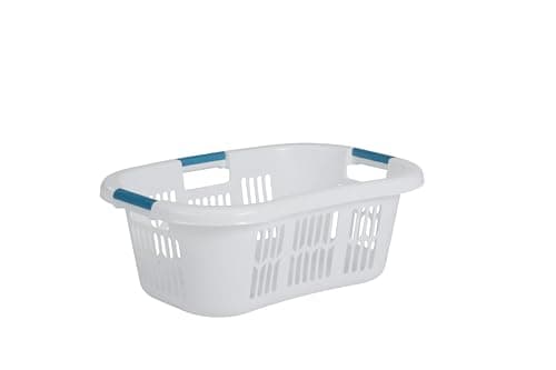Best Laundry Baskets #4 from Rubbermaid Rubbermaid Large Hip-Hugger Laundry Basket/Hamper, 1.5-Bushel, White, Stackable Storage Bin/Organizer for Bathroom/Bedroom/Dorm/Home