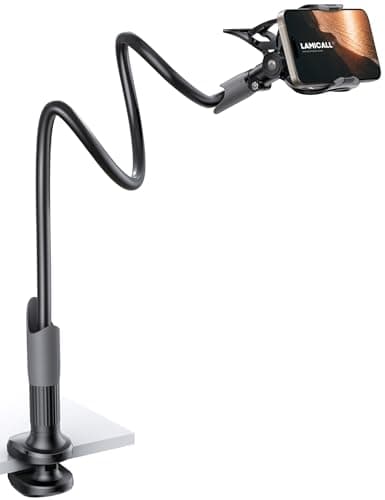 Best Phone Stands #6 from Lamicall Lamicall Gooseneck Phone Holder for Bed - Cell Phone Mount Clamp Clip, Flexible Long Arm, Overhead Mount for Desk Headboard Bedside, for iPhone Air 17 Pro Max, 16 Pro Max, 15, 14 & 4-7" Phone