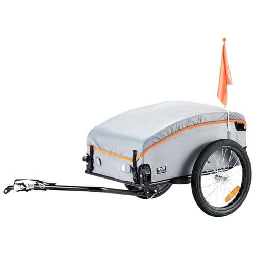 Best Bike Trailers #2 from VEVOR VEVOR Bike Cargo Trailer, 100 lbs Load Capacity, Heavy-Duty Bicycle Wagon Cart, Foldable Compact Storage with Universal Hitch, Waterproof Cover, 16" Wheels, Safe Reflectors, Fits 22"-28" Bike Wheels