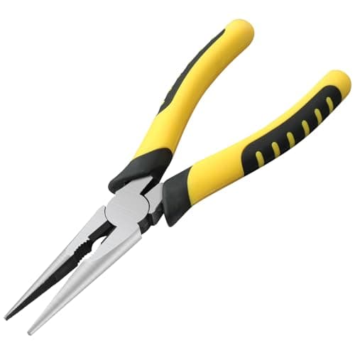 Best Pliers #9 from Serqd Serqd Premium 8-Inch Needle Nose Pliers, Heavy-Duty Steel Long Nose Cutting Pliers with Wire Cutter, Paper Clamp Precision, Anti-Slip Comfort Grip for Home, Fishing, Jewelry and Crafts