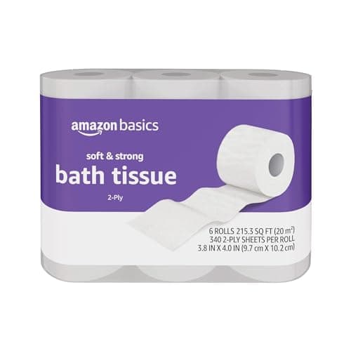 Best Toilet Papers #3 from Amazon Basics Amazon Basics Soft and Strong 2-Ply Toilet Paper, 6 Ultra Rolls = 24 Regular Rolls, Unscented, 340 Sheet (6 Rolls)