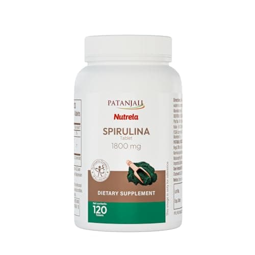Best Spirulina Tablets #10 from patanjali patanjali Nutrela Spirulina 1800mg | Plant-Based Nutrition Supplement | 120 Vegetarian Tablets