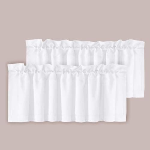 Best Window Curtains with Valance #6 from H.VERSAILTEX H.VERSAILTEX 2 Panels White Valance for Windows, Natural Blackout Curtains Valances for Small Windows/Living Room/Bedroom/Bathroom Rod Pocket 52" W x 18" L, Pure White,2 Packs