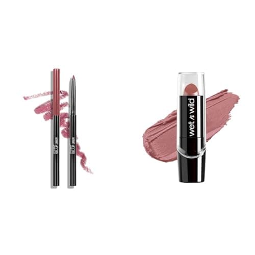 Best Liner Pencil for Lips #9 from wet n wild wet n wild Perfect Pout Matte Retractable Gel Lip Liner Pencil Purple Lay Down the Mauves and Silk Finish Lipstick Dark Pink Frost