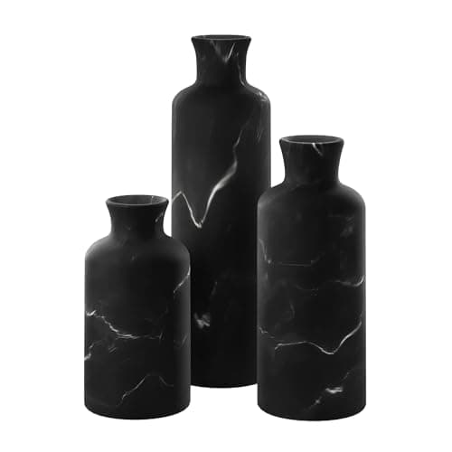 Best Black Vases #3 from Creative Scents Creative Scents Black Marble Look Vase Set - Vases Home Decor, Premium Quality for Holding Pampas Grass, Dried/Fresh Flowers, Vases for Decor - Kitchen, Bedroom, Office, Living Room, or Shelf Decor