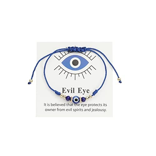 Best Handmade Bracelets #8 from COLORFUL BLING COLORFUL BLING Evil Eye Handmade Knots Cards Beaded Beads Protection Good Luck Thread String Rope Adjustable Bracelets Bangle Amulet Turkish for Women Men Family Friends Handmade Braided-Blue