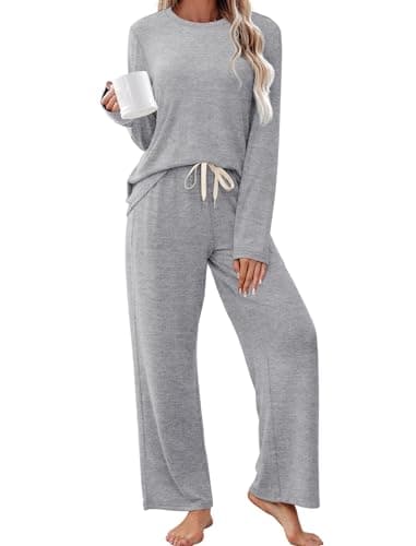 Best Soft Loungewear Sets for Home #3 from Sampeel Sampeel Lounge Sets for Women Two Piece Soft Pajamas Sets Sweater Pjs Nightwear Matching Sets Clothing Comfy Winter Clothes Outfits 2025 Postpartum Grey 2XL