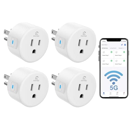 Best Smart Plugs with Wi-Fi Control #7 from EIGHTREE Eightree Smart Plug 5GHz & 2.4GHz, Smart Outlet WiFi Socket with APP Remote Control, Compatible with Alexa & Google Home, 4 Packs