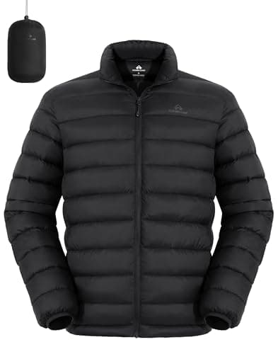 Best Packable Puffer Jackets for Travel #4 from Pioneer Camp Pioneer Camp Mens Lightweight Packable Puffer Jacket Winter Insulated Puffy Coat Water Repellent Warm Quilted Jackets Travel(Black;M)