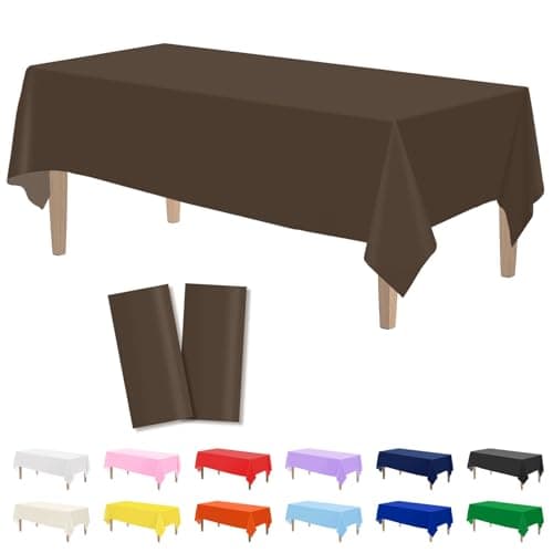 Best Brown Tableclothes #1 from Kopokita Kopokita 2PCS Brown Plastic Tablecloths 54 x 108 Inch, Disposable Table Cloths Rectangle Party Table Covers
