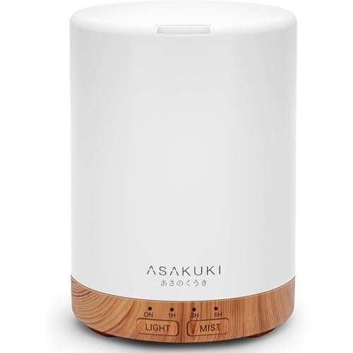 Best Diffusers for Essential Oils #9 from ASAKUKI ASAKUKI 300ML Essential Oil Diffuser, Quiet 5-in-1 Premium Humidifier, Home Fragrance Aroma Diffuser with 7 LED Color Changing Light and Auto-Off Switch -Light Brown