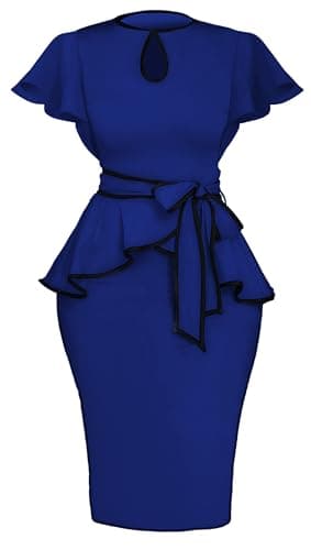 Best Peplum Dresses for Women #6 from Yiershu Women Dress Elegant Peplum Business Dresses Sexy Split Short Sleeve Bodycon Knee Length Formal Pencil Back Zipper Dress(Royal Blue,L)