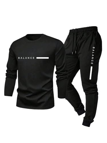 Best Sweatsuits for Men #1 from SOLY HUX SOLY HUX Men's Tracksuits Sports 2 Piece Outfits Long Sleeve Sweatshirts Joggers Fall Clothes Activewear Black Letter Medium