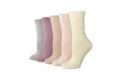 Best Pink Fuzzy Socks #10 from Amazon Essentials Amazon Essentials Women's Cozy Fuzzy Slipper Socks, Plush Sleep Socks, 5 Pairs, Pink Multicolor, 5-11