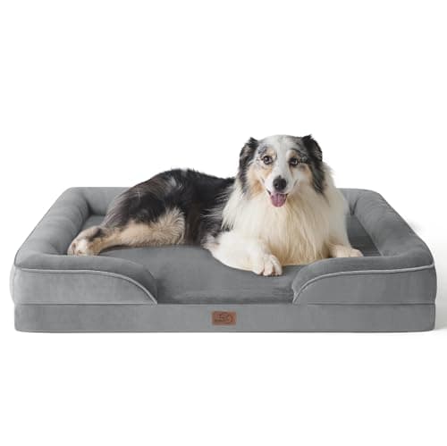 Best Orthopedic Dog Beds #6 from Bedsure Bedsure XL Orthopedic Dog Bed for Extra Large Dogs - Washable XLarge Dog Cat Bed Waterproof, Comfort Dogs Couch Sofa with Washable Removable Cover, Pet Bed with Nonskid Bottom, Grey, 42"