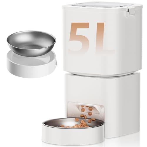 Best Automatic Pet Feeders with Portion Control #5 from DUDUPET 5L/21 Cups Automatic Cat Feeder, Timed Automatic Pet Feeders, Cat Dry Food Dispenser Dual Power, 10 Meals Programmable 1-15 Portion Control Cats Feeder, Pet Food Dispenser for Cats & Puppy(Not WiFi)