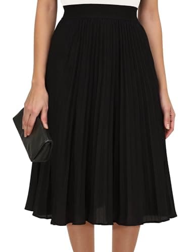 Best Pleated Midi Skirts #2 from ZENUTA ZENUTA Pleated Skirts for Women,High Elastic Waisted A-Line Midi Length Swing Skirt with Lining,Womens Flowy Business Casual Chiffon Skirt for Work,Office,Party,Spring,Summer,Autumn,Winter(Black,M)