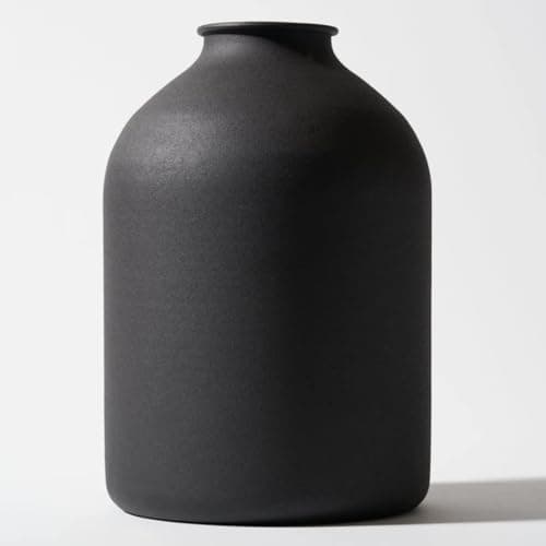 Best Black Ceramic Vases #6 from RyddeligHome Large Black Vase for Flowers Decor Living Room - 8.6in Tall, Matte Black Arlo Vase for Dining Coffee Table Centerpieces, Wabi Sabi Decor, Big Decorative Modern