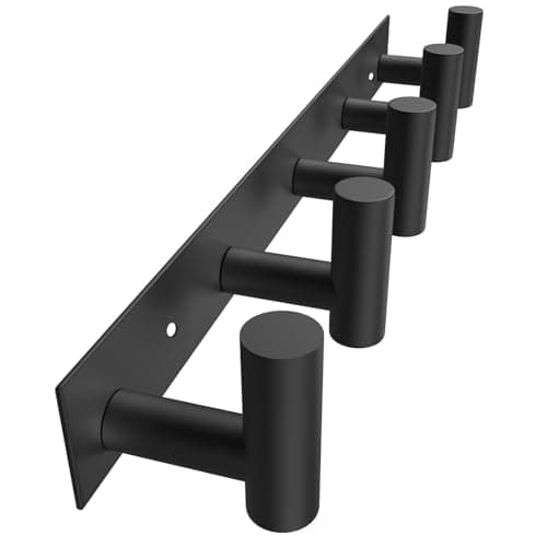 Best Key Holders for Wall #9 from VAEHOLD VAEHOLD Black Hat and Coat Wall Mount Rack 5 Hooks for Robes, Bags, Keys, and Towels Bathroom Towel Hanger Organizer (1 Pack)